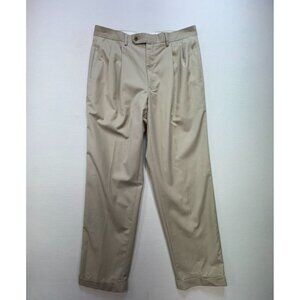 Lauren Ralph Lauren Mens Pleated Dress Pants Size 34W X 32L Beige Cuffed Formal